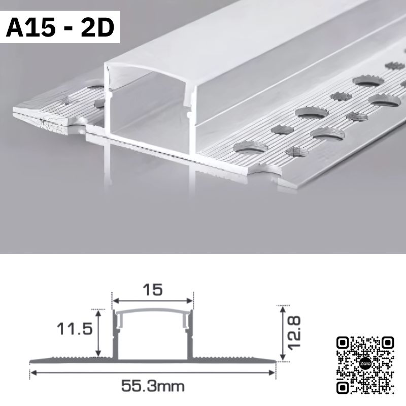 Thanh Nhôm Giấu Viền Dài 1m5 | A15-2D
